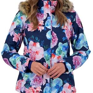 NWT sz 8 Obermeyer Tuscany II Floral Ski Jacket soft Faux Fur Trim sold out $319